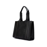 Chloé Black Woody Embroidered Logo Leather Medium Tote Bag CHL-240725