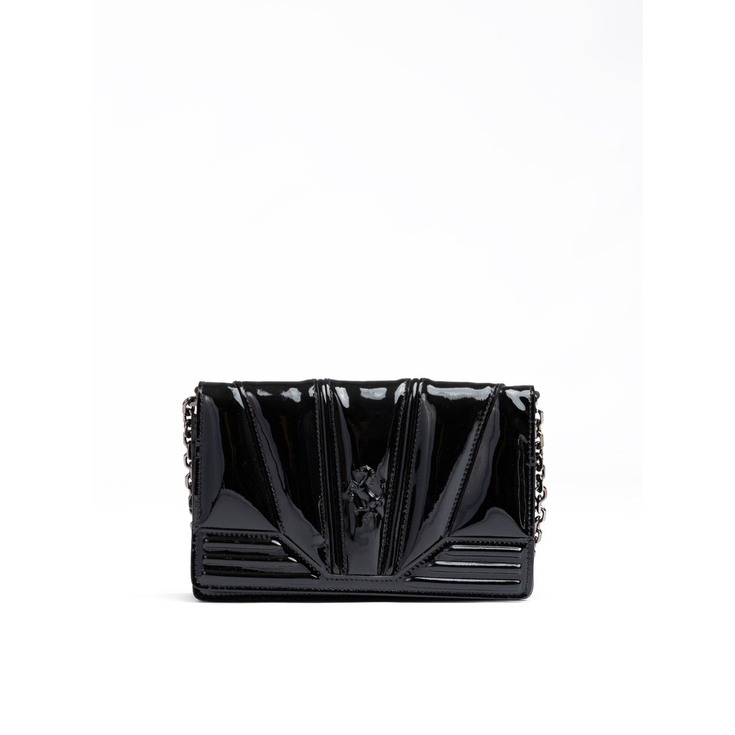 Ferrari Black GT patent leather bag with chain