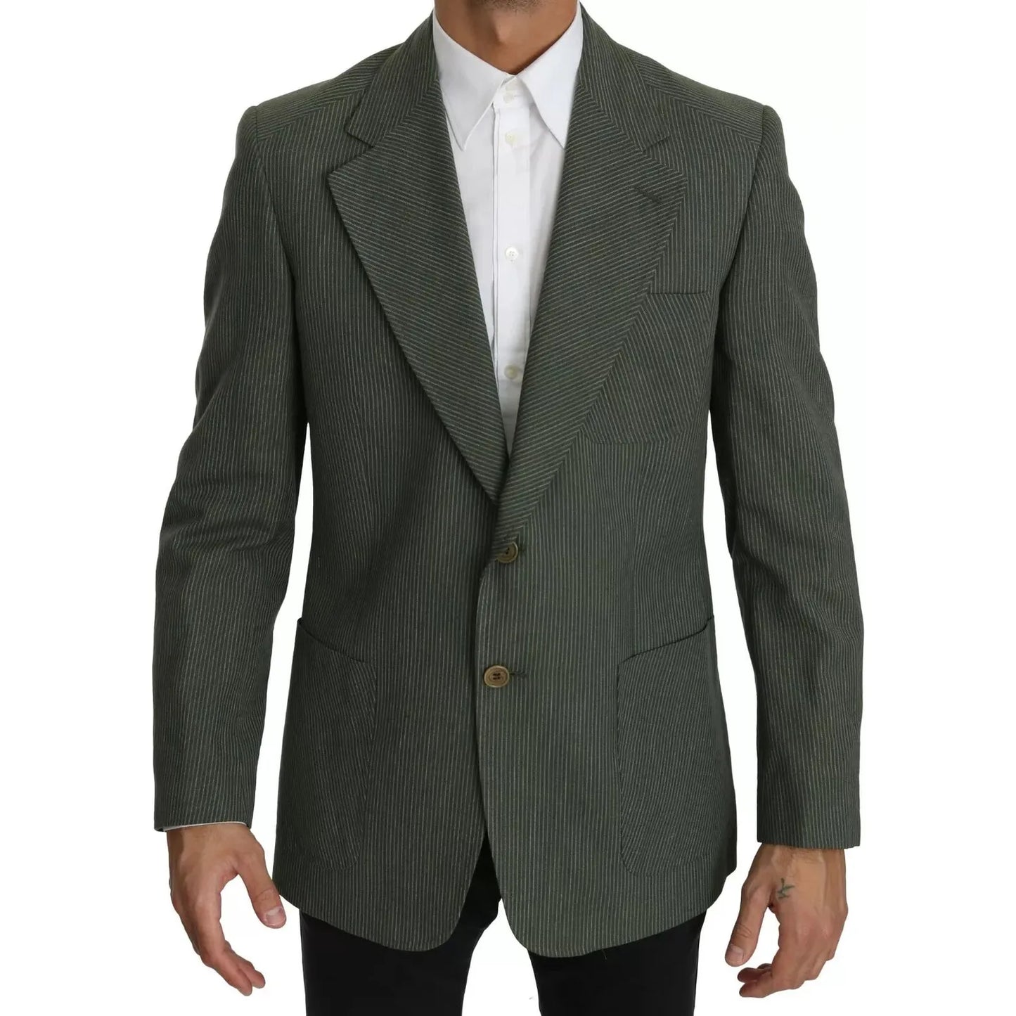 Romeo Gigli Green Linen Blazer One Piece Single Breasted Jacket KOS1616-50