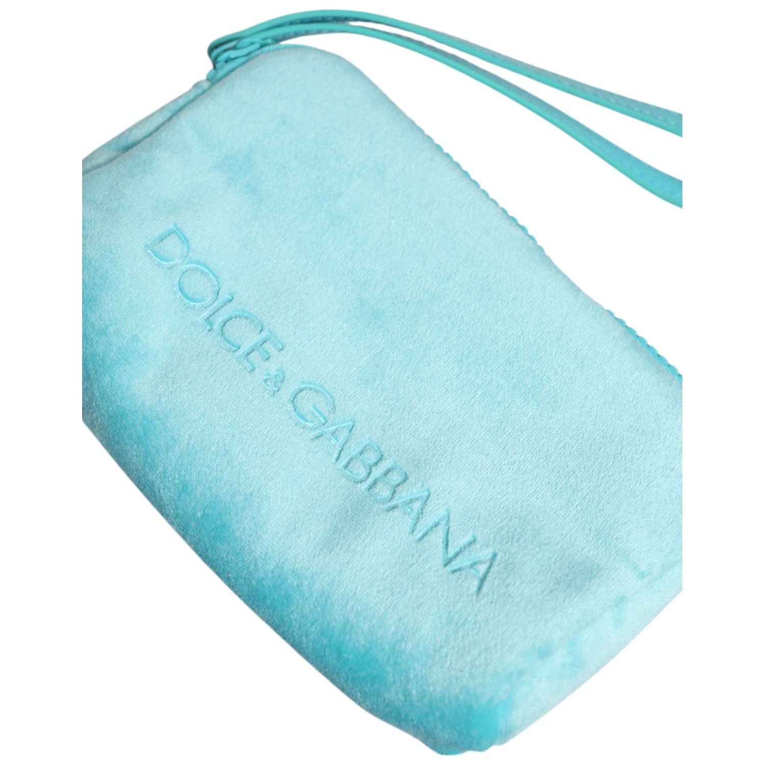 Dolce & Gabbana Light Blue Solid Logo Clutch Sunglasses Holder Pouch Bag