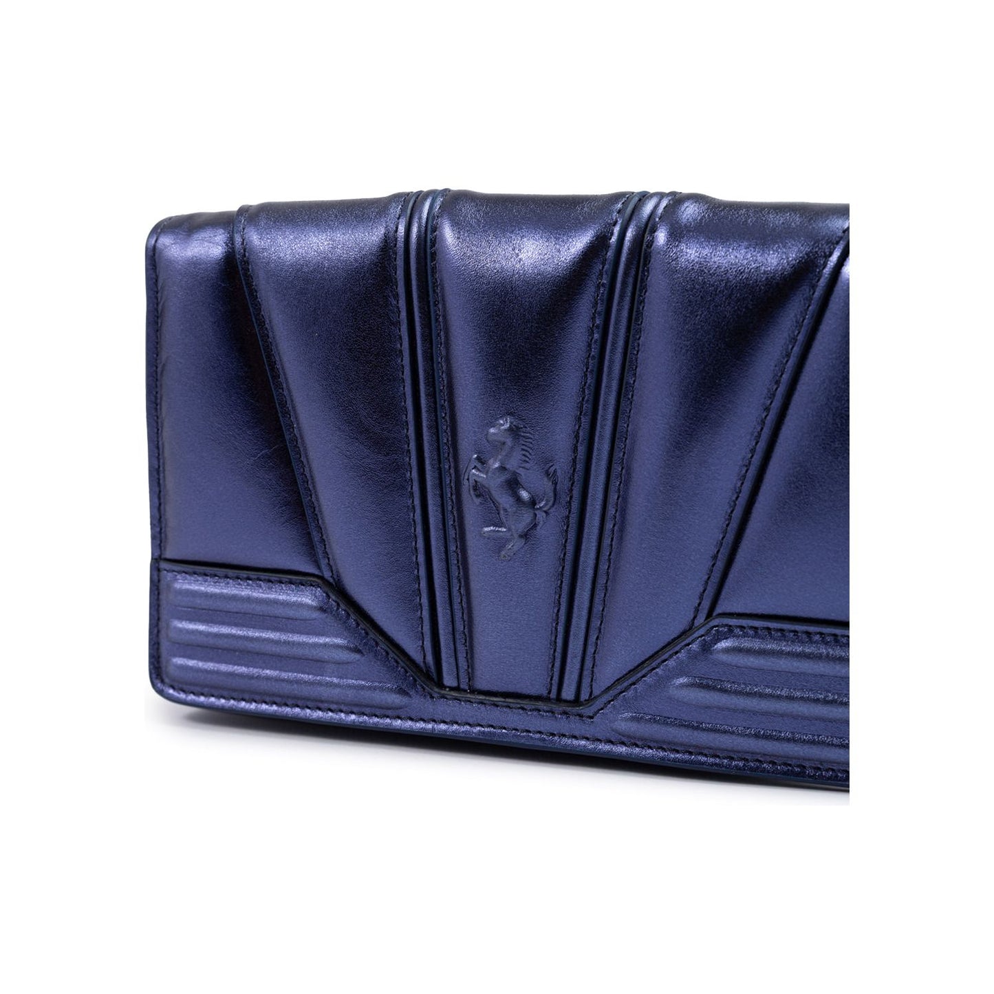 Ferrari Metal blue GT patent leather bag with chain
