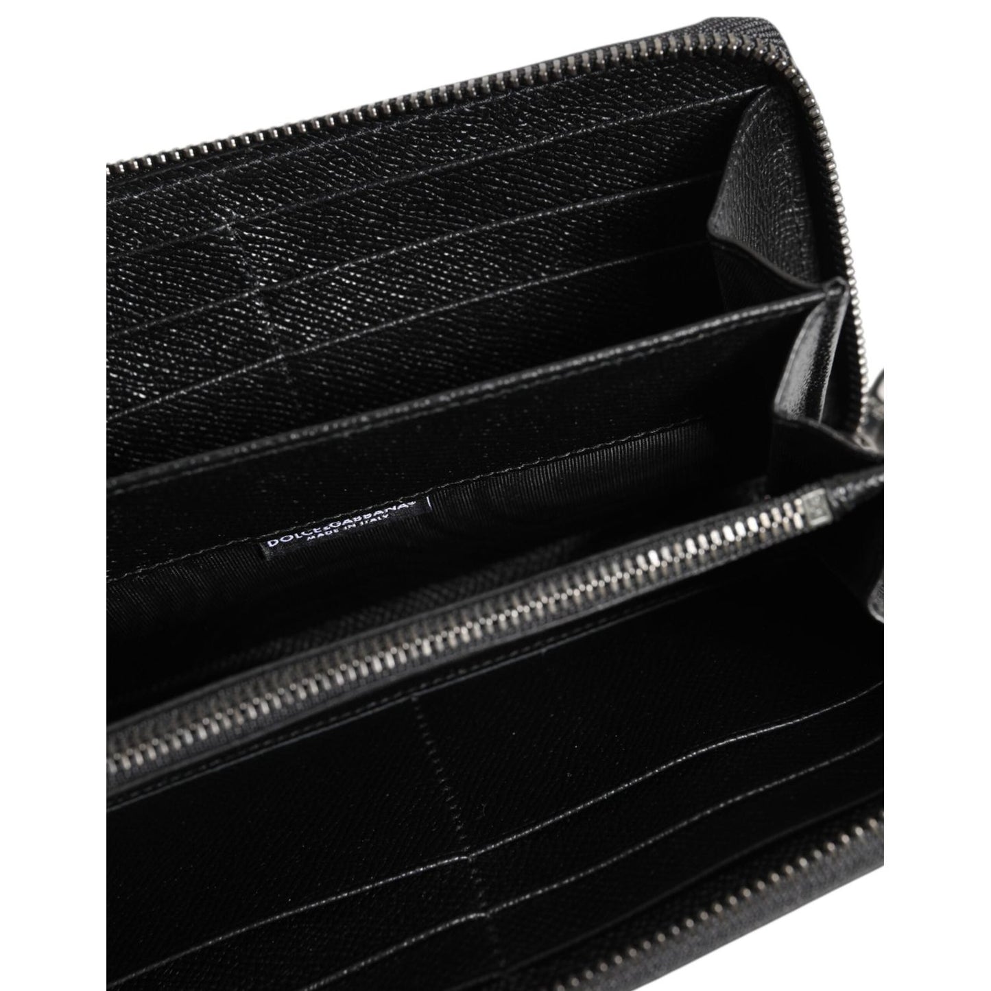 Dolce & Gabbana Black Leather #DGFAMILY Zipper Continental Mens Wallet BAG4686