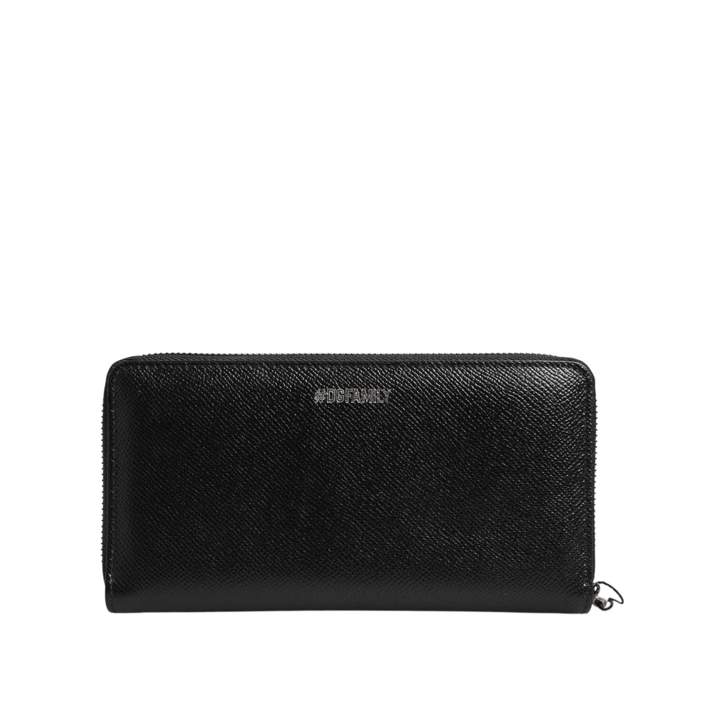 Dolce & Gabbana Black Leather #DGFAMILY Zipper Continental Mens Wallet BAG4686