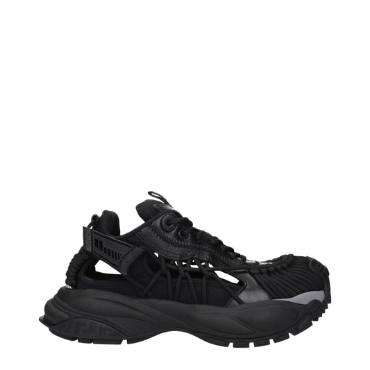 Versace Black Leather Athletic Sneakers VE-15247752397065-EU35/US5