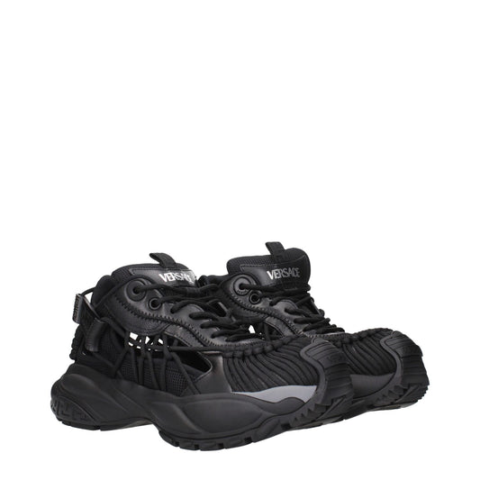 Versace Black Leather Athletic Sneakers VE-15247752397065-EU35/US5