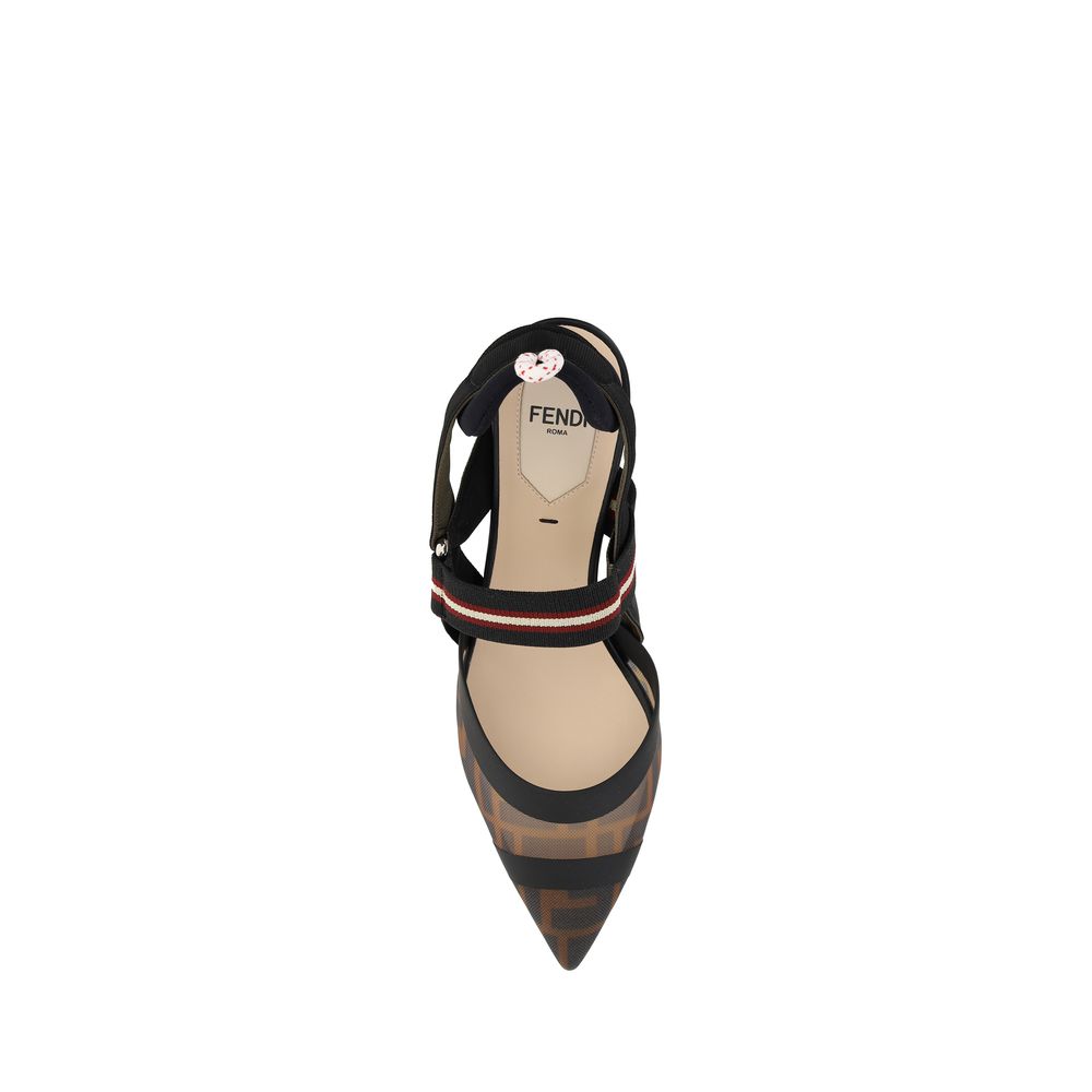 Fendi Multicolor Polyamide Mid Heel Pumps