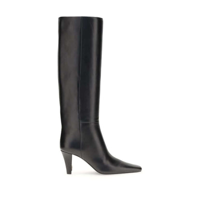 Saint Laurent Black Leather High Heel Boots