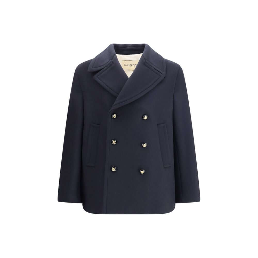 Valentino Blue Fleece Wool Coat