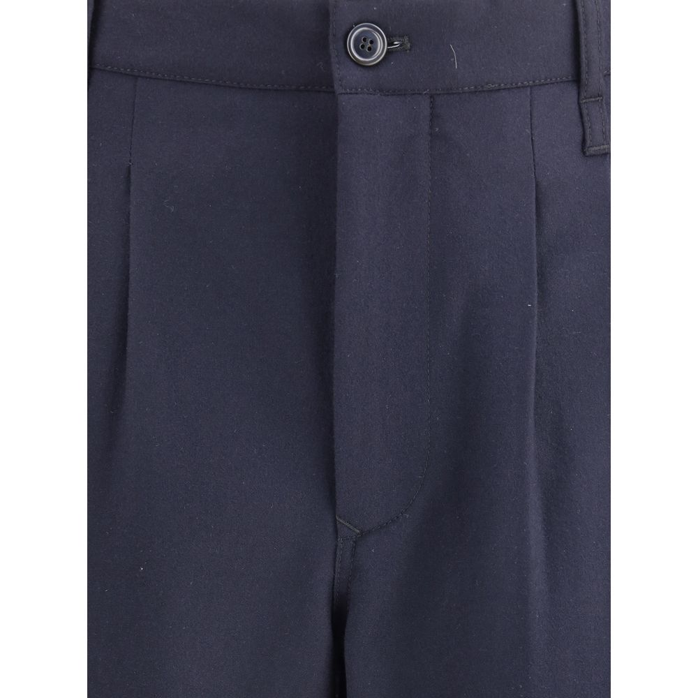 Giorgio Armani Blue Fleece Wool Casual Pants