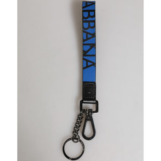 Dolce & Gabbana Blue Nylon Logo DG Crown Men's Holder Keychain Keyring