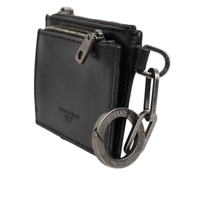 Dolce & Gabbana Black Leather Zip Logo Keyring Coin Purse Keyring Wallet