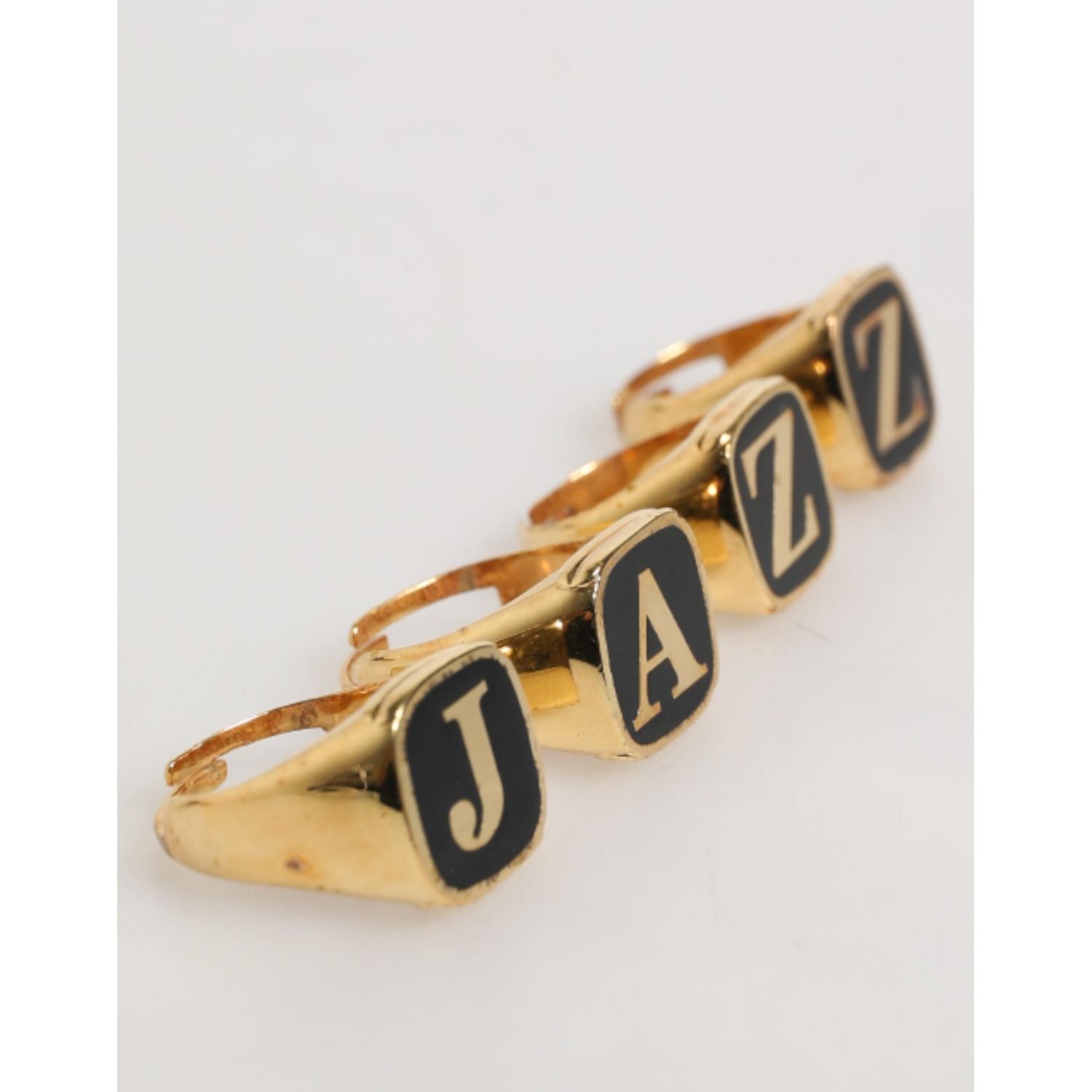 Dolce & Gabbana Gold Tone Brass JAZZ Letter Set 4 Pieces Adjustable Ring