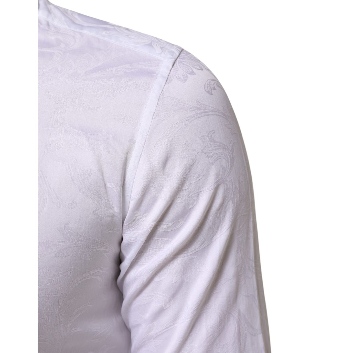 Dolce & Gabbana White Cotton MARTINI Paisley Jacquard Shirt