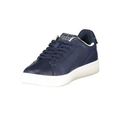 Tommy Hilfiger Blue Leather Men Sneaker in sleek design with bold blue accents and durable materials for style and comfort.
