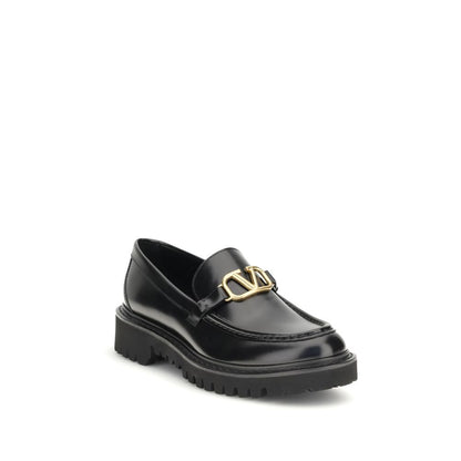 Valentino Garavani Black Leather Slip-On Loafers