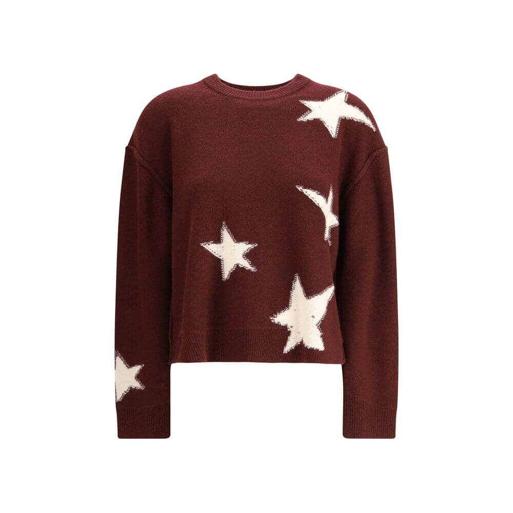 Zadig & Voltaire Bordeaux Cashmere Cashmere Sweater with star design, relaxed fit, and elastic drawstring cuffs for AW25 season.