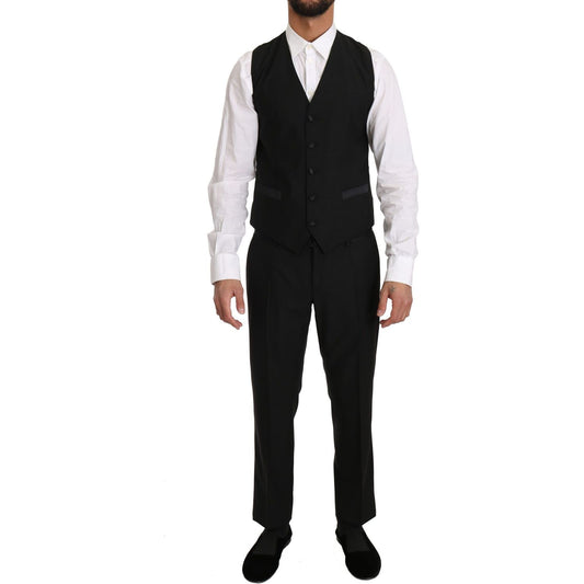 Dolce & Gabbana Black Wool Dress Waistcoat Gillet Vest TSH2431- 48