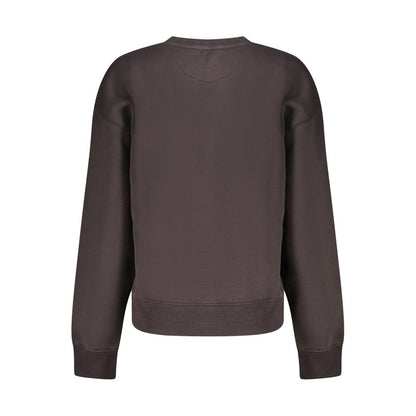 Back view of Pepe Jeans Black Cotton Women Sweater showcasing eco-friendly and stylish design with crew neck and long sleeves.