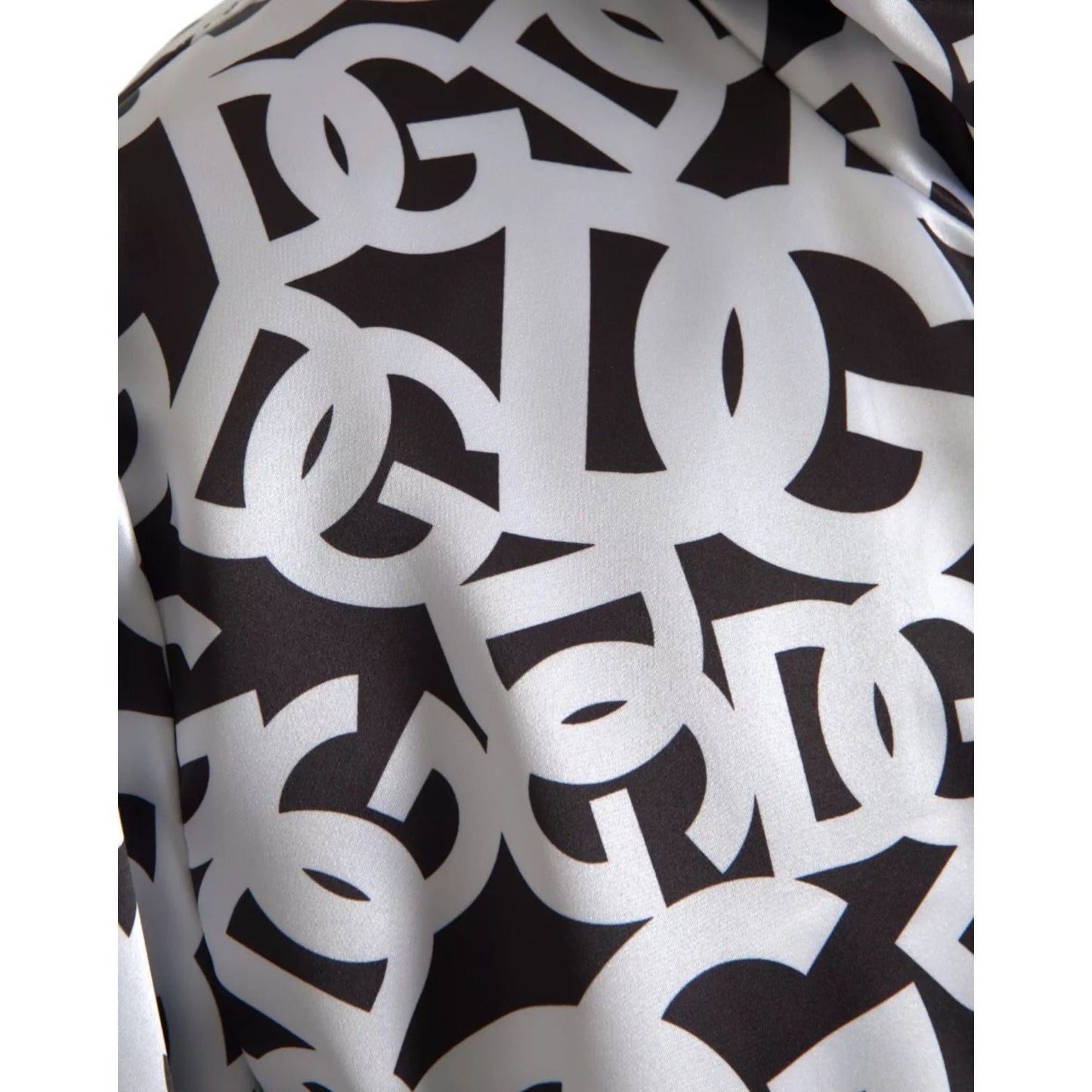 Dolce & Gabbana White Black Logo Hooded Full Zip Bomber Jacket