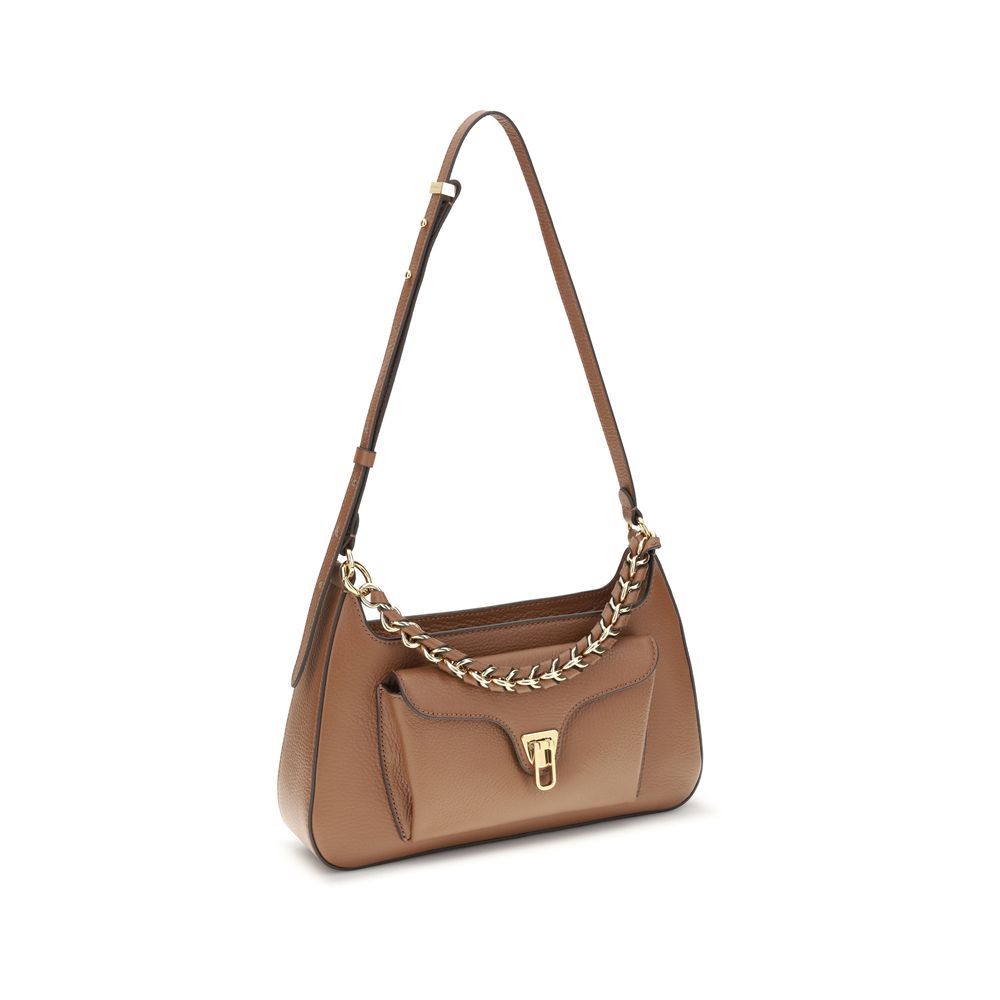 Coccinelle Beige Calf Leather Bos Taurus Shoulder Bag
