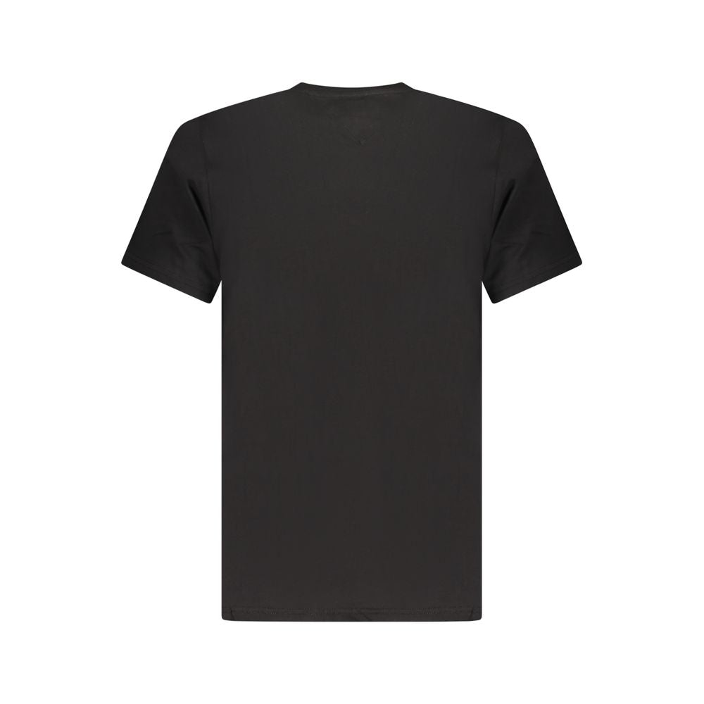 Tommy Hilfiger Black Cotton Men T-Shirt featuring eco-conscious design and classic branding. Perfect for sustainable fashion.