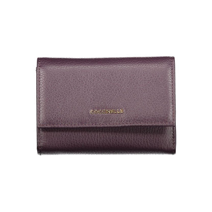 Coccinelle Purple Leather Women Wallet with chic design and multiple compartments for cards and coins, perfect for stylish functionality.