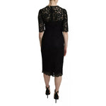 Dolce & Gabbana Black Floral Lace Sheath Knee Length Dress DR2616-40