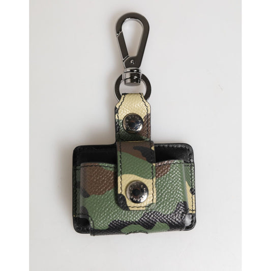 Dolce & Gabbana Multicolor Camouflage Leather Metal Accessory  Airpods Case