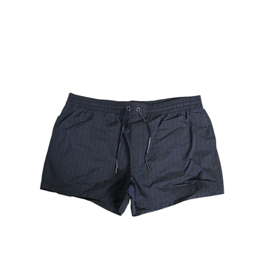 Dolce & Gabbana Navy Blue Polyester Nylon Pinstripe Men's Swimwear