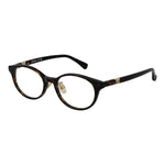 Max Mara Brown Women Glasses Frame, full-rim acetate style with demo plastic lenses, round design and branded case, size 49-18-145.