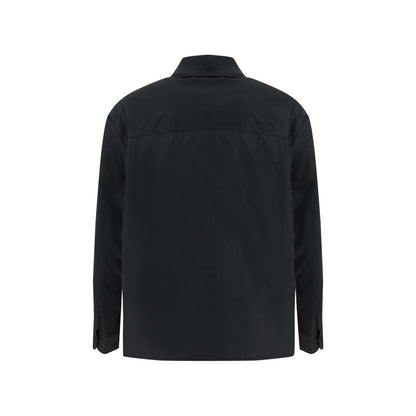 Back view of Ami Paris Black Polyester Coat with water-repellent finish, featuring snap-button cuffs and a refined look.