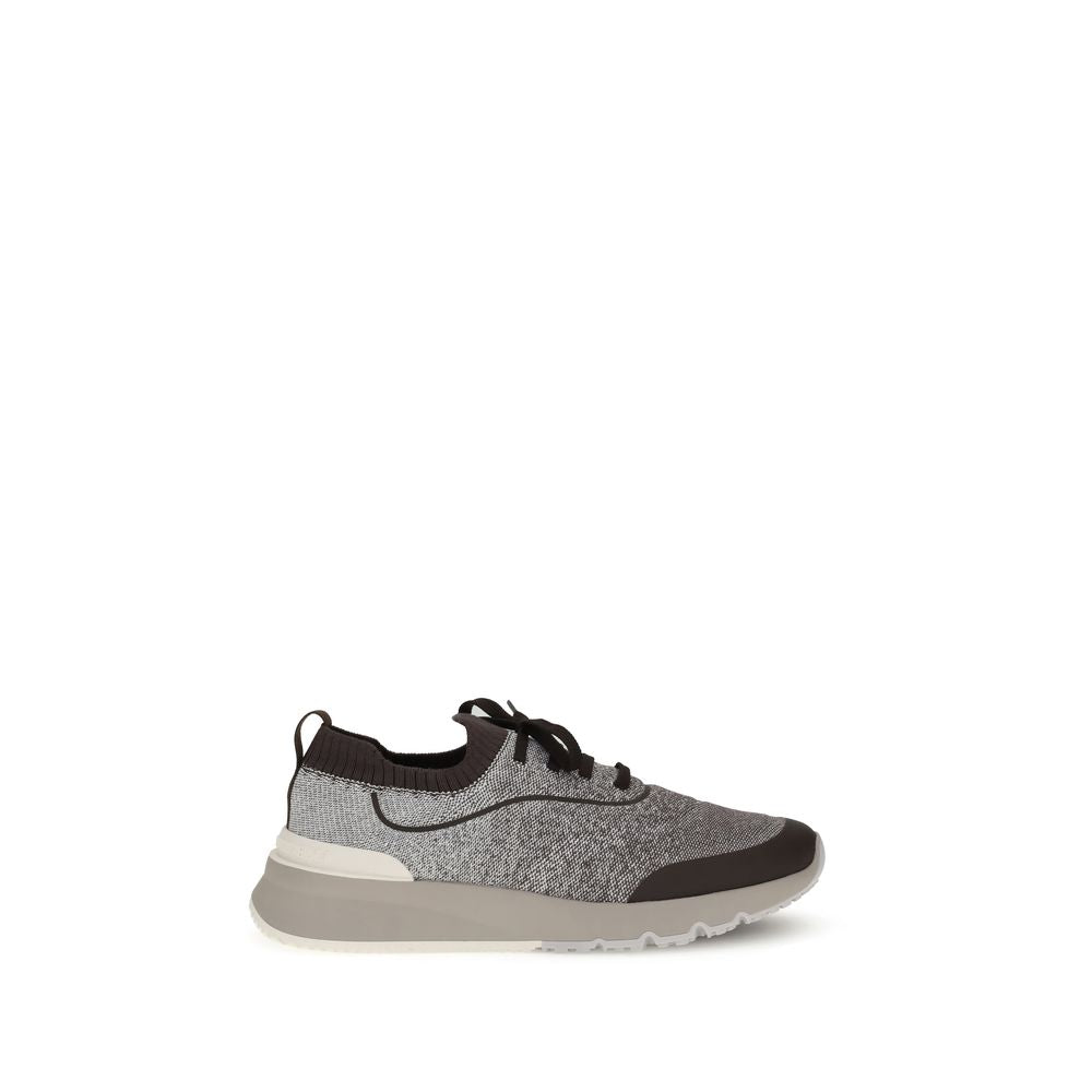 Brunello Cucinelli Gray Cotton Athletic Sneakers