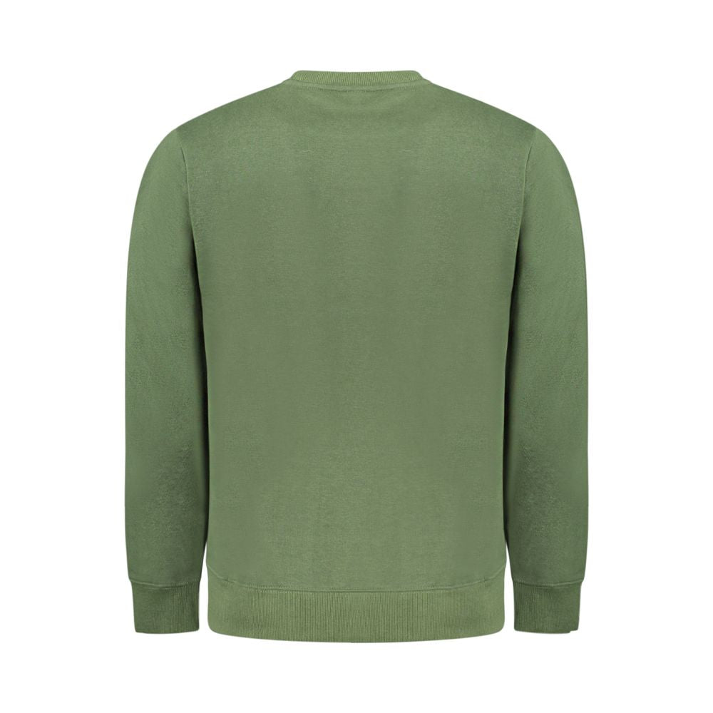 Rear view of Norway 1963 Green Cotton Men Sweater showcasing long sleeves and casual urban style.