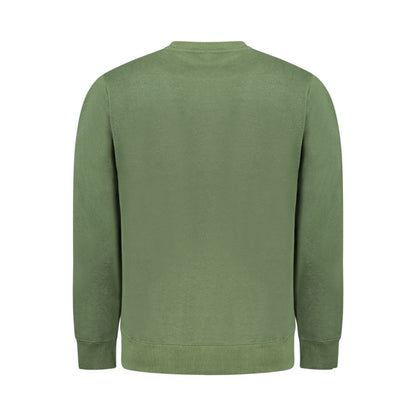 Rear view of Norway 1963 Green Cotton Men Sweater showcasing long sleeves and casual urban style.