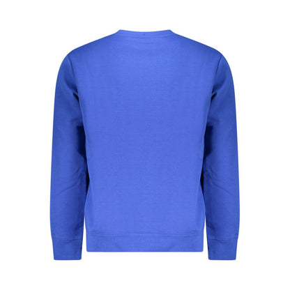 Back view of Norway 1963 Blue Cotton Mens Sweater showcasing its crew neck design and vibrant color.