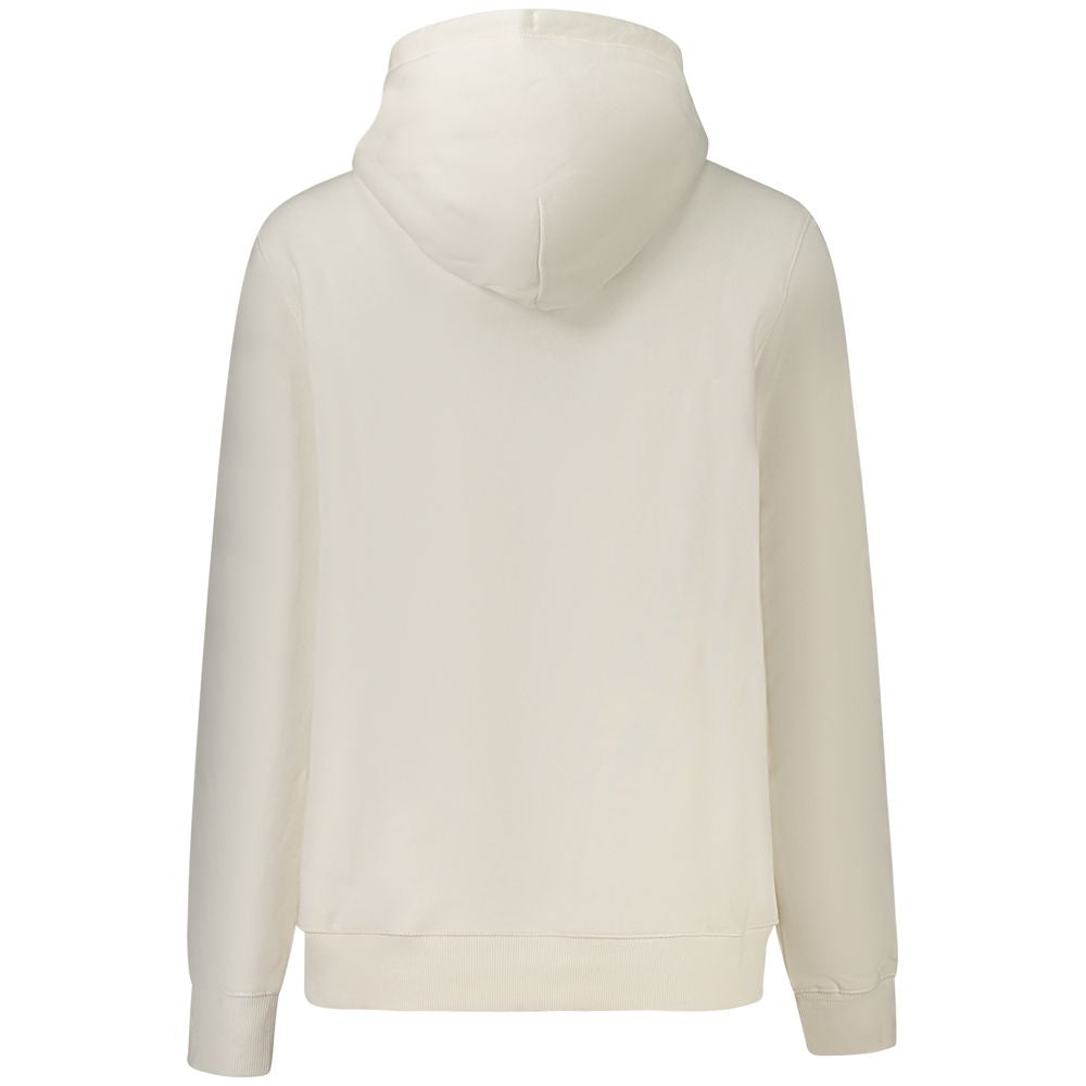 Back view of Tommy Hilfiger White Cotton Women Sweater, featuring hood and minimalist design.