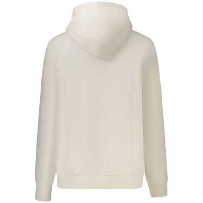 Back view of Tommy Hilfiger White Cotton Women Sweater, featuring hood and minimalist design.