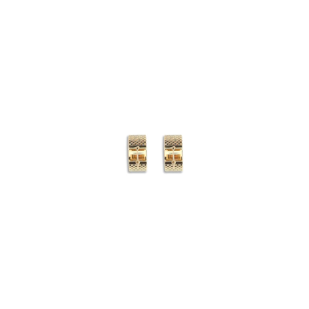 Jil Sander Gold Brass Earrings with geometric texture and minimalist design, perfect for elegant looks. Made from 100% brass.