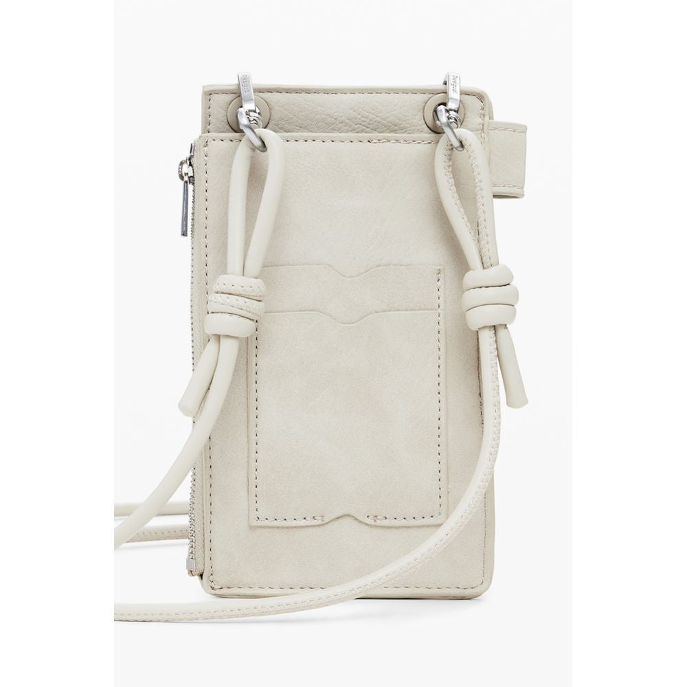 Desigual Beige Polyethylene Women Wallet with removable strap, zip closure, and external card pocket for versatile style and secure storage.