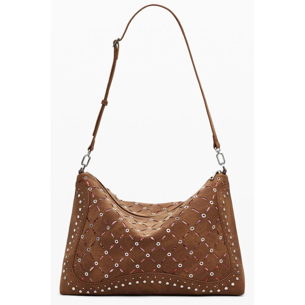 Desigual Brown Polyethylene Women Handbag with adjustable strap and stylish details