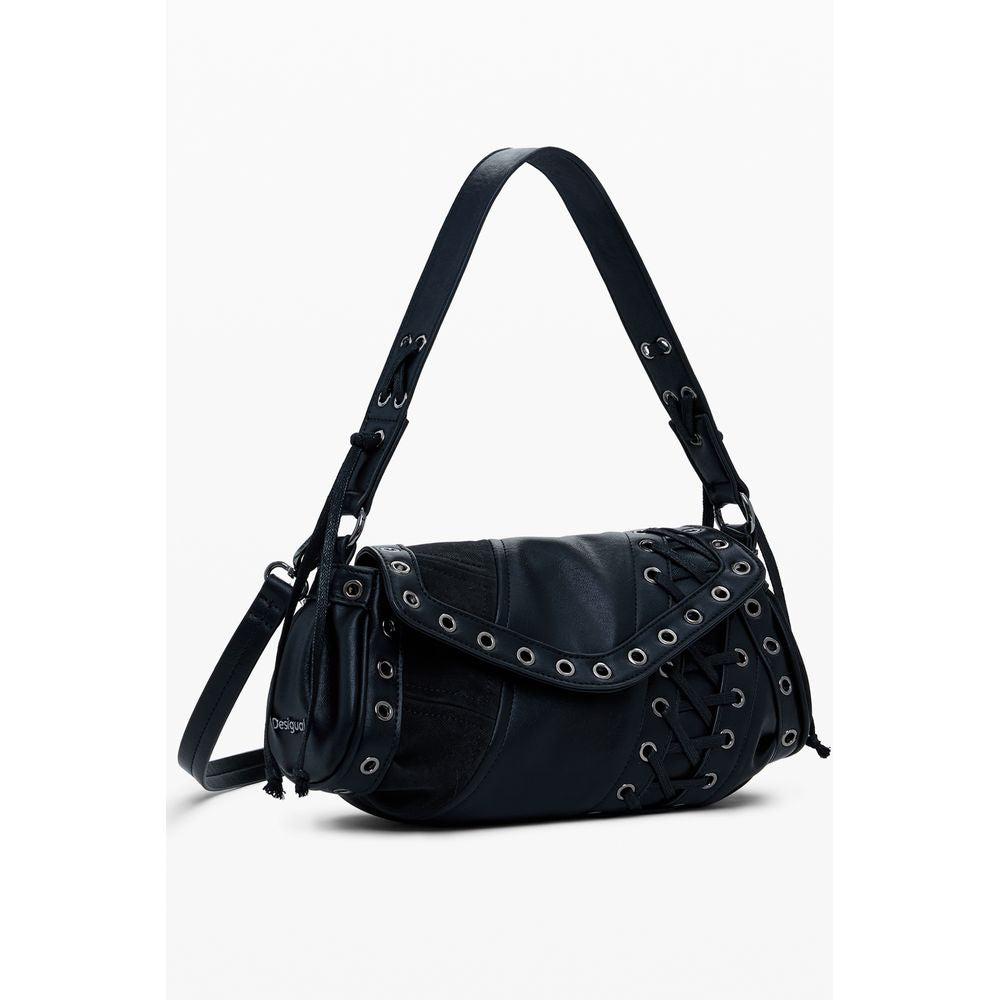 Desigual Black Polyethylene Women Handbag with adjustable strap and studs