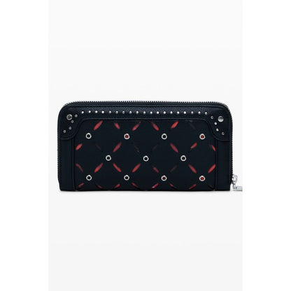 Desigual Black Polyethylene Women Wallet with stylish pattern, multiple compartments, and secure zip closure for modern fashion.