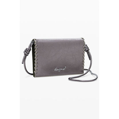 Desigual Bronze Polyethylene Women Wallet with shoulder strap and stitch details.