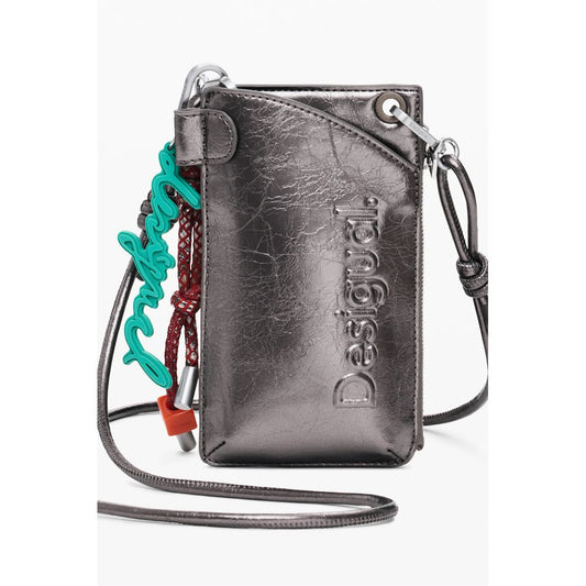 Desigual Bronze Polyethylene Women Wallet with logo and strap, showcasing durable design and fashion-forward details.