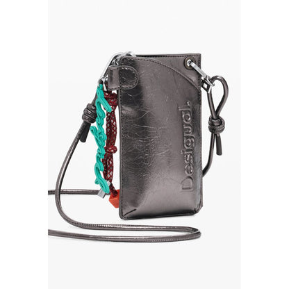 Desigual Bronze Polyethylene Women Wallet with logo and contrast details, featuring a removable key holder and shoulder strap.