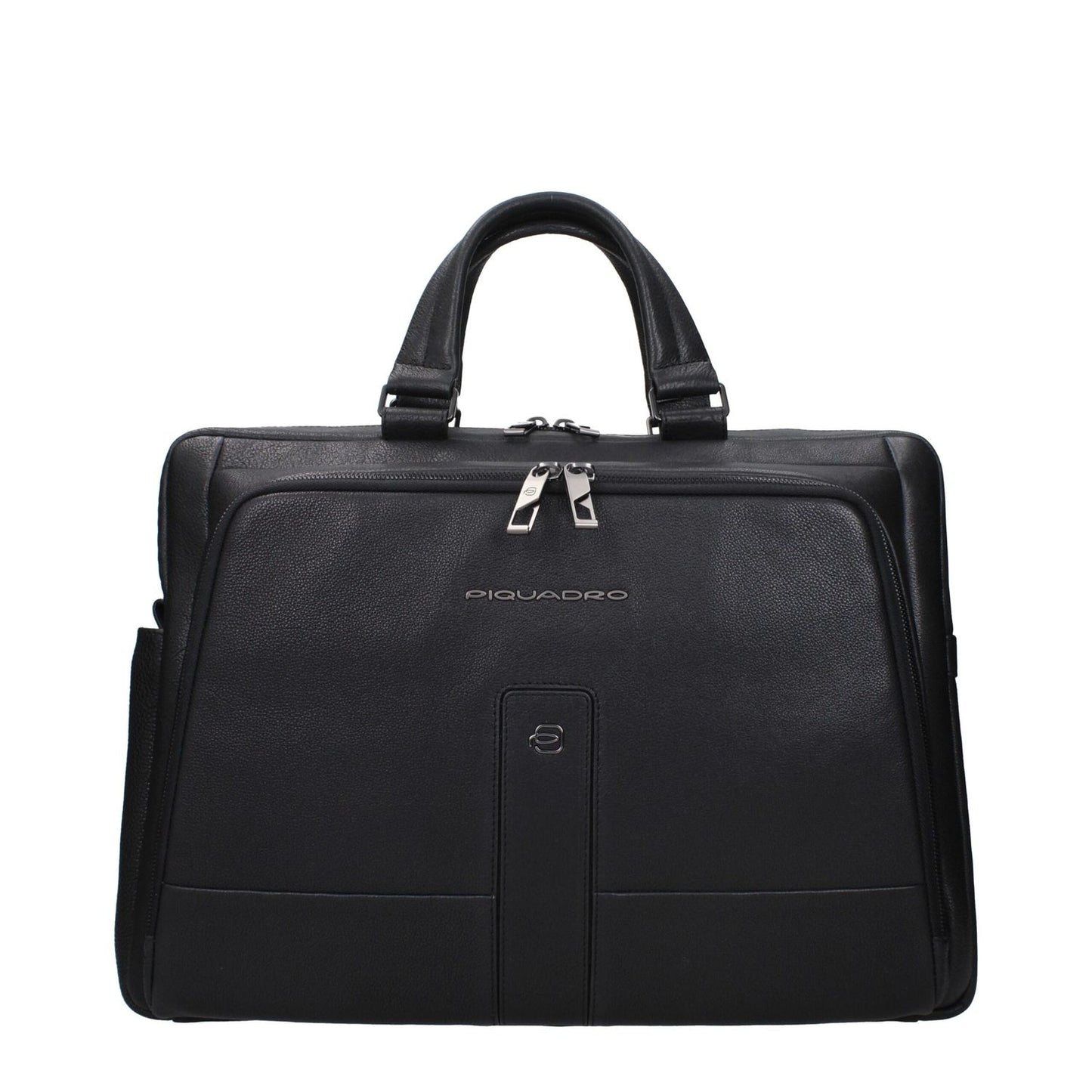 Piquadro Black Leather Business And Laptop Bag with vintage effect, adjustable and removable shoulder strap, for iPad/PC cases, MPN CA6025S129N.