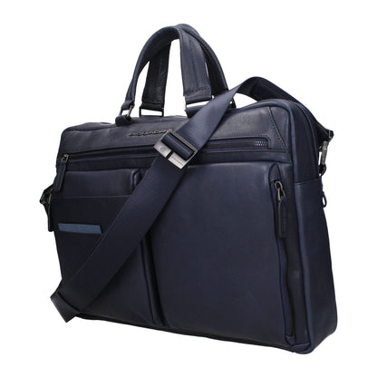 Piquadro Blue Leather Business And Laptop Bag