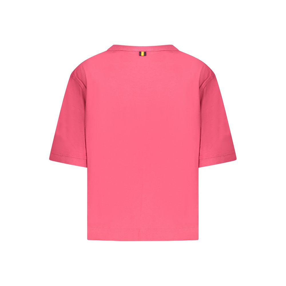 K-WAY Pink Cotton Women Top, back view showing wide neck and signature logo, representing casual yet chic style.