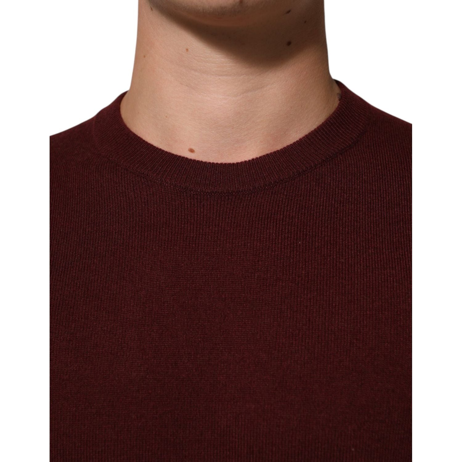 Dolce & Gabbana Maroon Cashmere Crew Neck Pullover Sweater