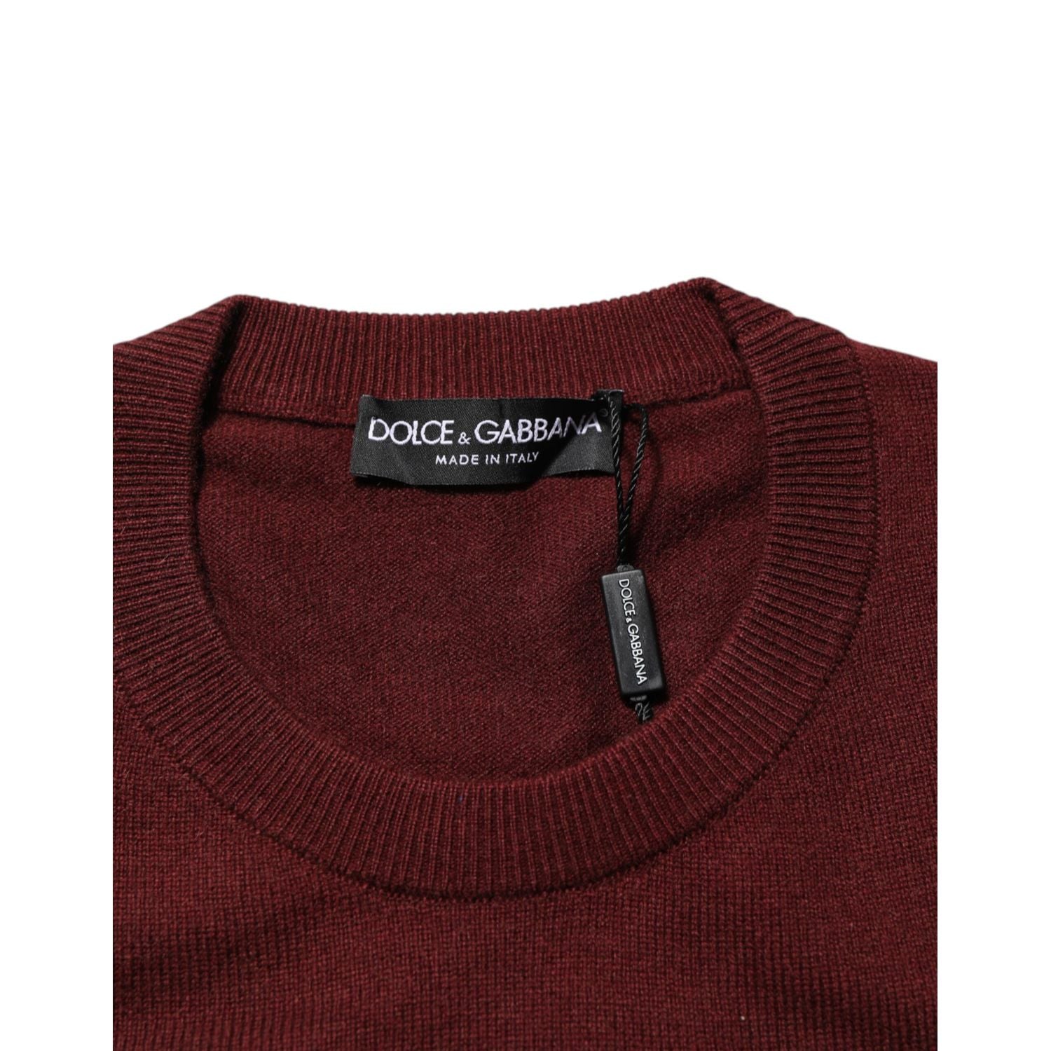 Dolce & Gabbana Maroon Cashmere Crew Neck Pullover Sweater